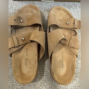 Jenni Kayne Tan Suede Hutton slide sandal